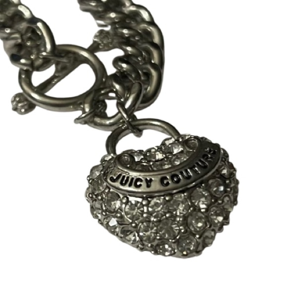 Juicy Couture Silver Chain Bracelet With Crystal Heart Charm - Picture 2 of 14
